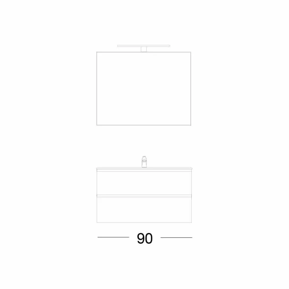 Viadurini Bathroom Badmöbel Hängend-Badezimmerschrank 90 cm, Modernes Waschbecken und Spiegel - Becky