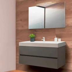 Viadurini Bathroom Badmöbel Hängend-Badezimmerschrank 120 cm, Spiegel und Waschbecken - Becky