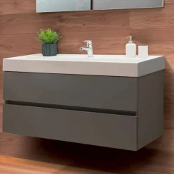 Viadurini Bathroom Badmöbel Hängend-Badezimmerschrank 120 cm, Spiegel und Waschbecken - Becky