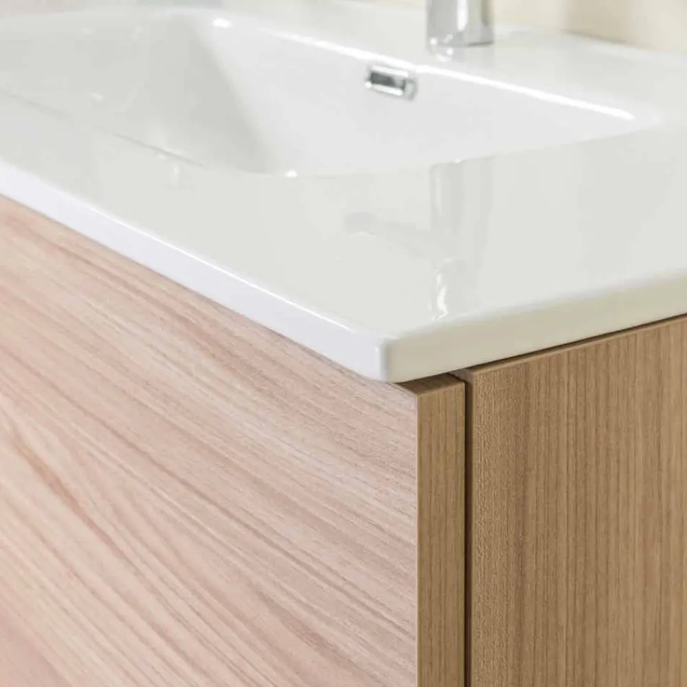 Viadurini Bathroom Badmöbel Hängend-Badezimmerschrank 90 cm, Wah Becken, Spiegel und Säule - Becky