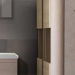 Viadurini Bathroom Badmöbel Hängend-Badezimmerschrank 80 cm, Waschbecken, Spiegel und 2 Säulen - Becky