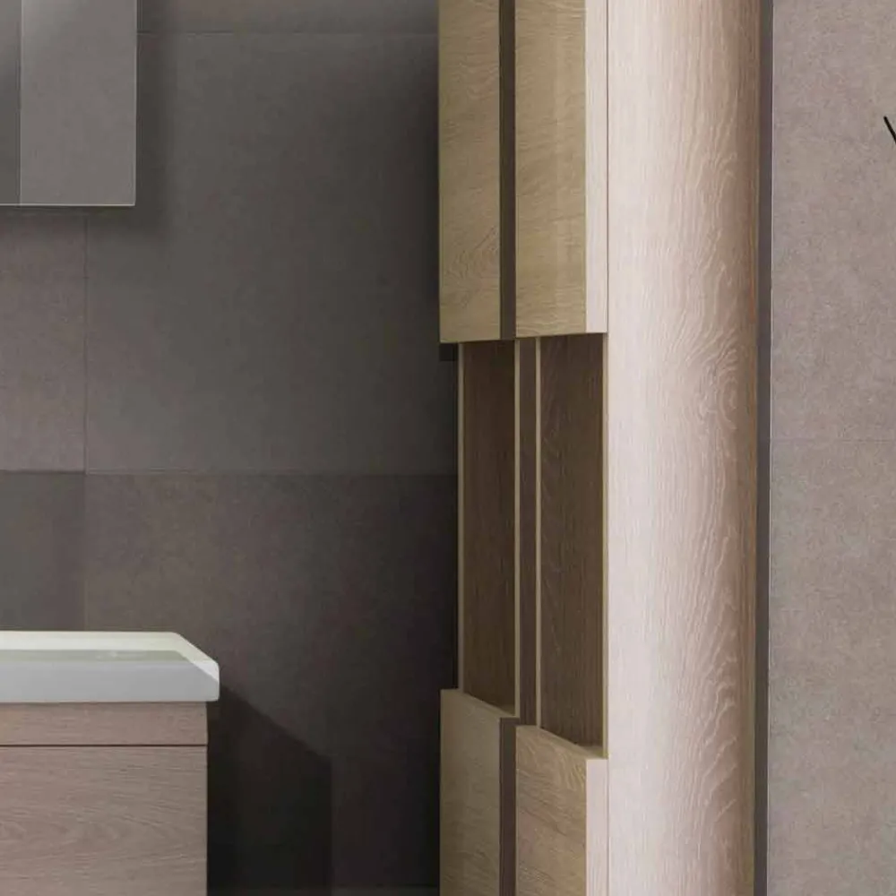 Viadurini Bathroom Badmöbel Hängend-Badezimmerschrank 80 cm, Waschbecken, Spiegel und 2 Säulen - Becky