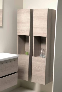 Viadurini Bathroom Badmöbel Hängend-Badezimmerschrank 80 cm, Waschbecken, Spiegel und 2 Säulen - Becky