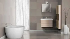 Viadurini Bathroom Badmöbel Hängend-Badezimmerschrank 80 cm, Waschbecken, Spiegel und 2 Säulen - Becky