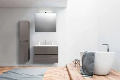 Viadurini Bathroom Badmöbel Hängend-Badezimmerschrank 80 cm, Waschbecken, Mirron und Ecru Säule - Becky