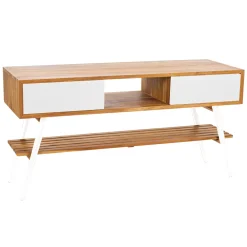 Viadurini Bathroom Badmöbel Stehend-Badezimmerschrank aus natürlichem Teakholz mit weißen Schubladen aus Mahagoni - Hamadou