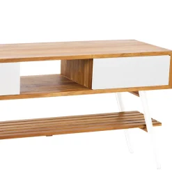 Viadurini Bathroom Badmöbel Stehend-Badezimmerschrank aus natürlichem Teakholz mit weißen Schubladen aus Mahagoni - Hamadou