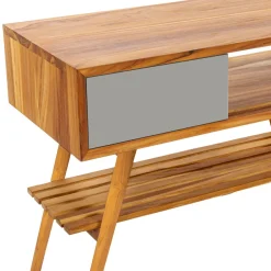 Viadurini Bathroom Badmöbel Stehend-Badezimmerschrank aus natürlichem Teakholz mit Schublade aus grauem Mahagoni - Benoit