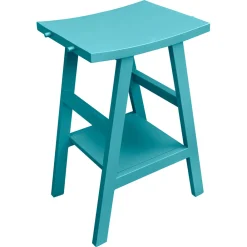 Viadurini Bathroom Badmöbel Stehend-Badezimmerschrank aus natürlichem blauem Teakholz mit halb gebogener Platte und Haken - Raomi