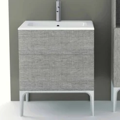 Viadurini Bathroom Badmöbel Stehend-Badezimmerschrank mit integriertem Waschbecken in Ambra ecolegno, hergestellt in Italien