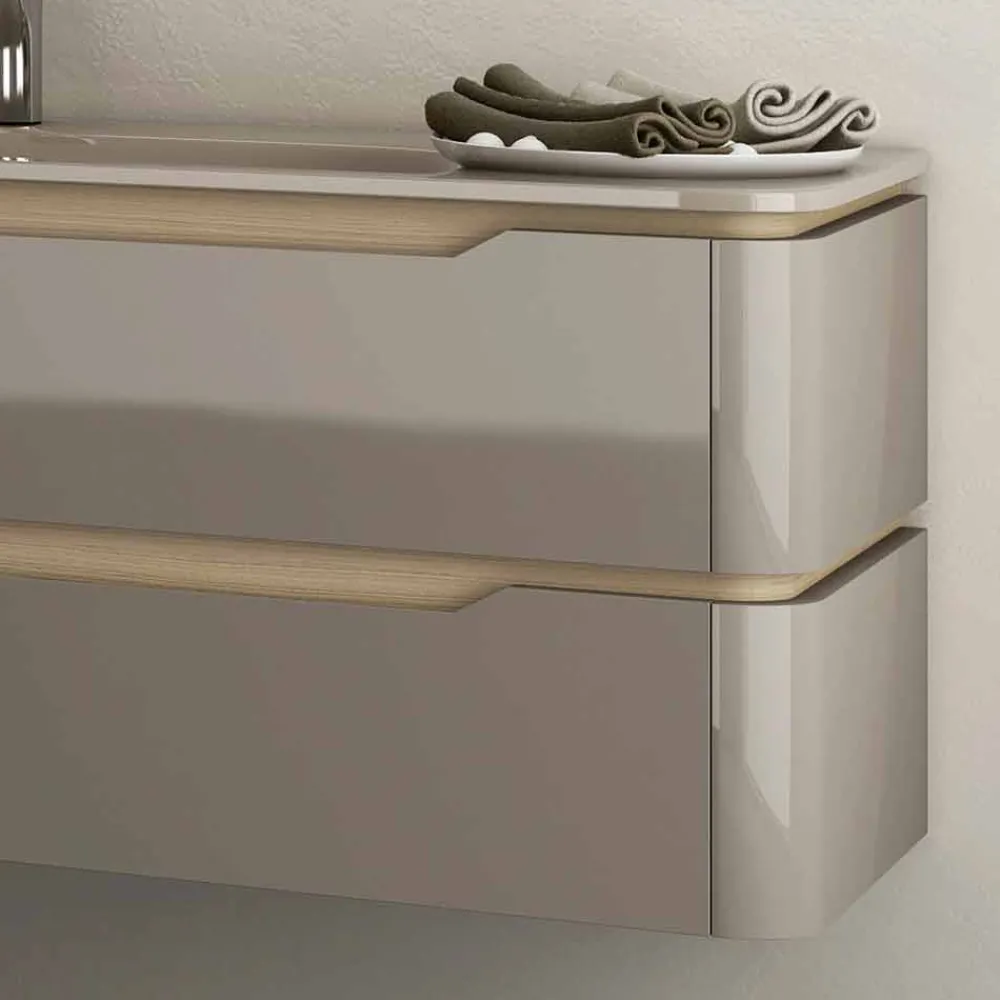 Viadurini Bathroom Badmöbel Hängend-Badezimmerschrank mit integriertem Design Waschbecken Arya, in Italien hergestellt