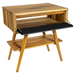 Viadurini Bathroom Badmöbel Stehend-Badezimmerschrank mit Struktur aus natürlichem Teakholz und Schublade aus Mahagoni - Gatien