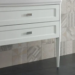 Viadurini Bathroom Badmöbel Stehend-Badezimmerschrank mit zwei Schubladen und Keramikwaschbecken, hergestellt in Italien – Rom