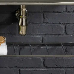 Viadurini Bathroom Badmöbel Stehend-Badezimmer-Set mit Vintage-Doppelkonsole aus weißer Keramik auf einer linearen Struktur