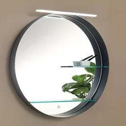 Viadurini Bathroom Badspiegel-Badezimmerspiegel aus Metall mit 2 Glasböden, hergestellt in Italien – Einstein