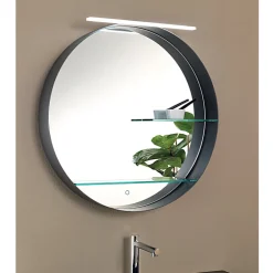 Viadurini Bathroom Badspiegel-Badezimmerspiegel aus Metall mit 2 Glasböden, hergestellt in Italien – Einstein