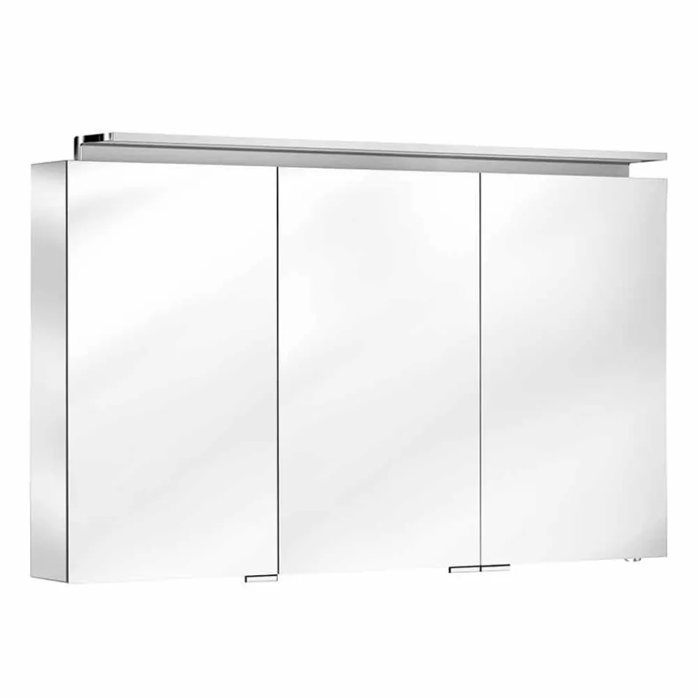 Viadurini Bathroom Badspiegel-Badezimmerspiegel mit 3-türiger Schrankwand mit Innenregalen - Bramo