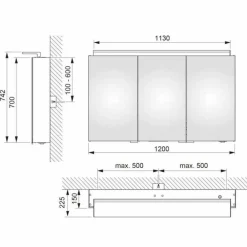 Viadurini Bathroom Badspiegel-Badezimmerspiegel mit 3-türiger Schrankwand mit Innenregalen - Bramo