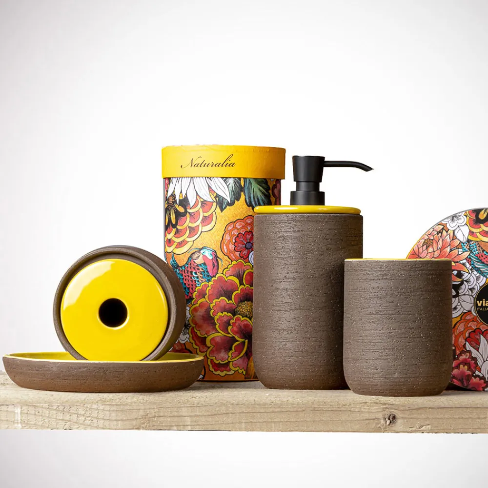 Viadurini Bathroom Badzubehör-Badezimmerzubehör aus glasiertem Ton, handgefertigt in Italien - Antonella