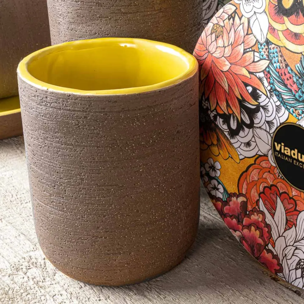 Viadurini Bathroom Badzubehör-Badezimmerzubehör aus glasiertem Ton, handgefertigt in Italien - Antonella