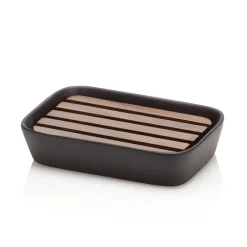 Viadurini Bathroom Badzubehör-Badezimmerzubehör aus Keramik und Nussbaumholz - Costare