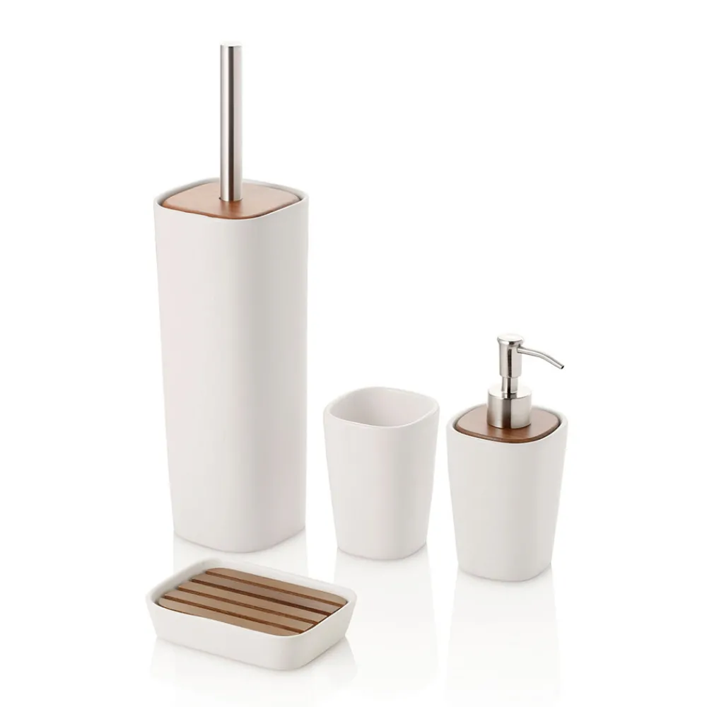 Viadurini Bathroom Badzubehör-Badezimmerzubehör aus Keramik und Nussbaumholz - Costare