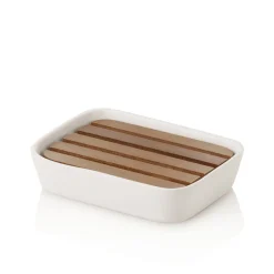 Viadurini Bathroom Badzubehör-Badezimmerzubehör aus Keramik und Nussbaumholz - Costare