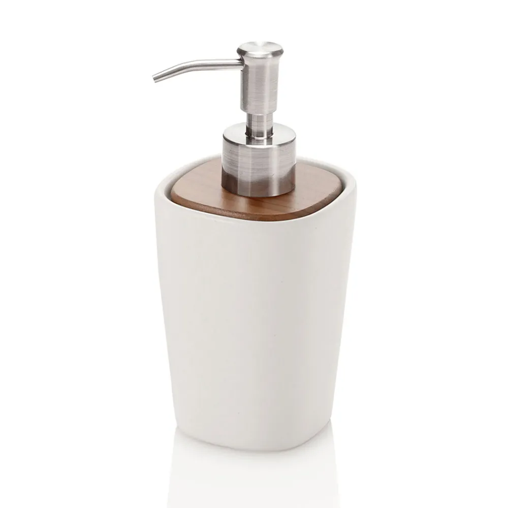 Viadurini Bathroom Badzubehör-Badezimmerzubehör aus Keramik und Nussbaumholz - Costare