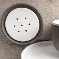 Viadurini Bathroom Badzubehör-Badezimmerzubehör aus Ton mit weißer Innenausstattung Made in Italy - Antonella