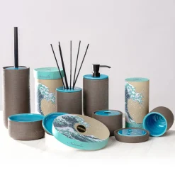 Viadurini Bathroom Badzubehör-Badezimmerzubehör Zusammensetzung aus feuerfestem Ton Made in Italy - Antonella