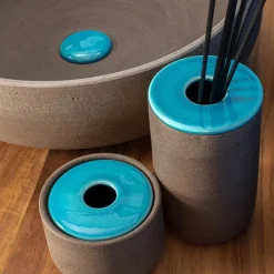 Viadurini Bathroom Badzubehör-Badezimmerzubehör Zusammensetzung aus feuerfestem Ton Made in Italy - Antonella