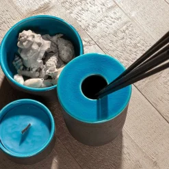 Viadurini Bathroom Badzubehör-Badezimmerzubehör Zusammensetzung aus feuerfestem Ton Made in Italy - Antonella