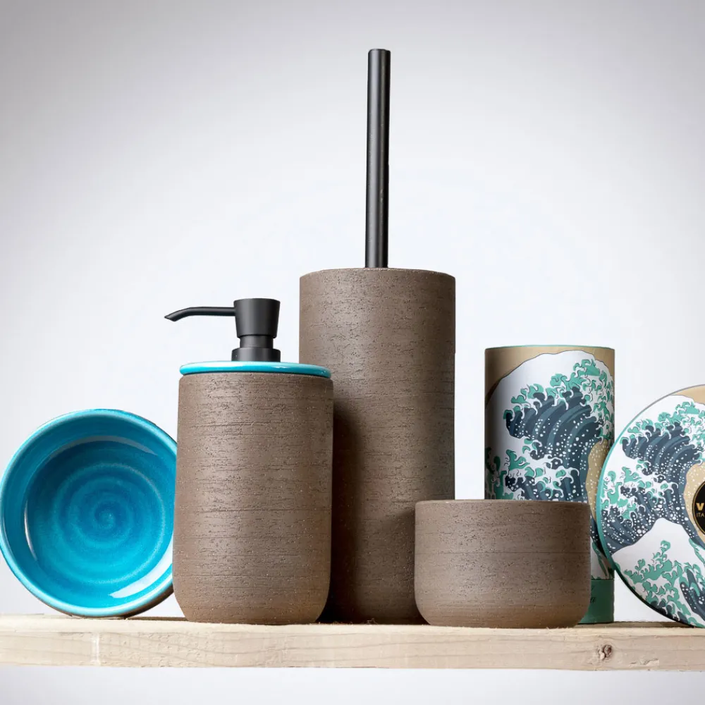 Viadurini Bathroom Badzubehör-Badezimmerzubehör Zusammensetzung aus feuerfestem Ton Made in Italy - Antonella