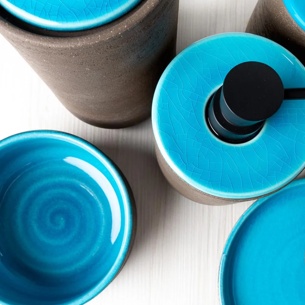 Viadurini Bathroom Badzubehör-Badezimmerzubehör Zusammensetzung aus feuerfestem Ton Made in Italy - Antonella