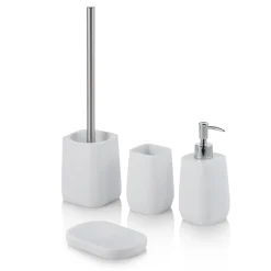 Viadurini Bathroom Badzubehör-Badzubehör Komposition aus Abs und mattweißem Metall -Smar