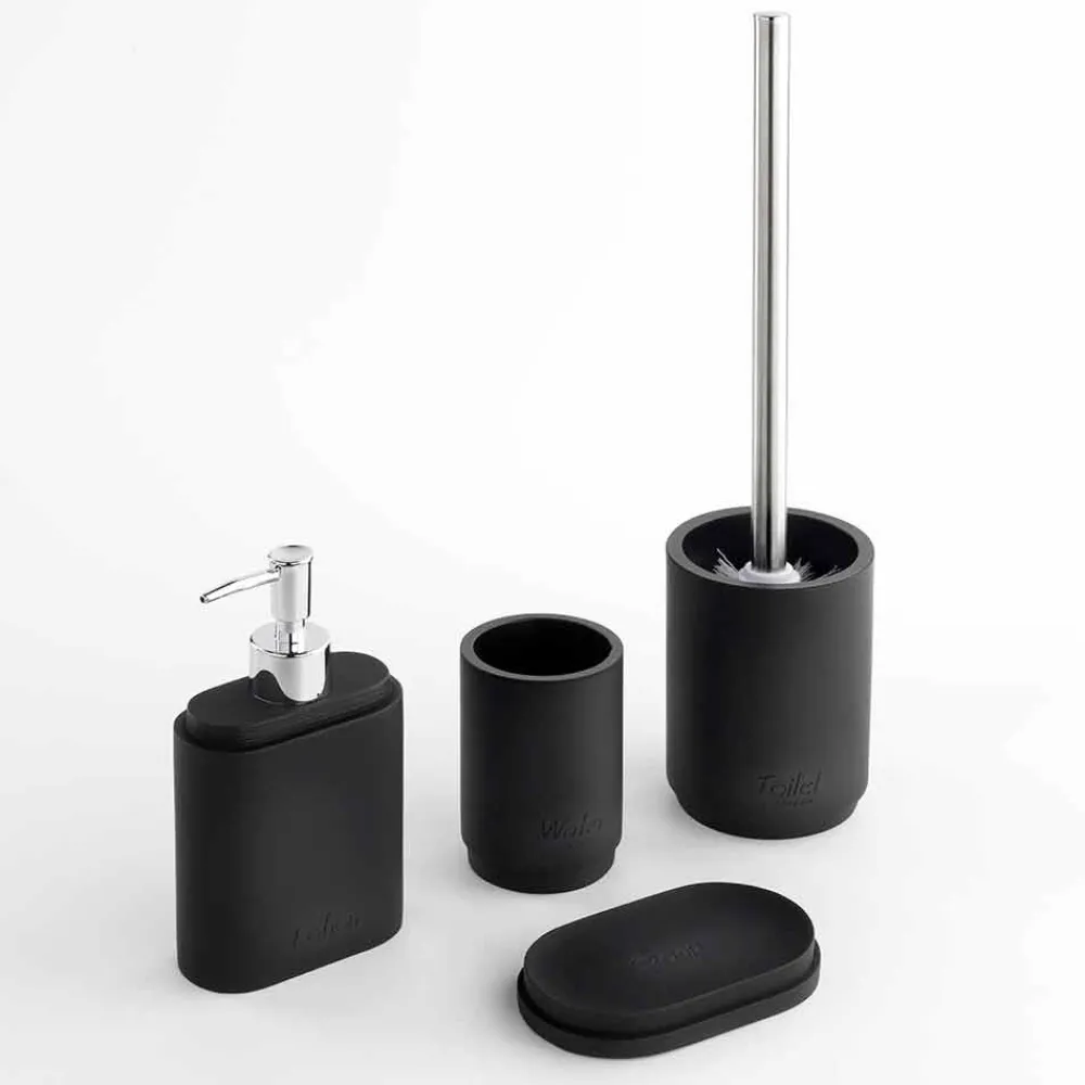 Viadurini Bathroom Badzubehör-Badzubehörset aus mattschwarzem Harz - Pareo