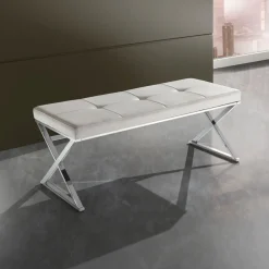 Viadurini Living Moderne Wohnzimmerbank-Bank aus Kunstleder und Metallstruktur – Argon