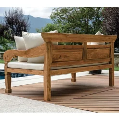 Viadurini in the Garden Gartenbänke-Bank 210x112 cm aus recyceltem Teakholz mit Kissen - Mammolo