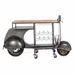 Viadurini Living Konsolentisch Flur-Bar Console aus Mangoholz und Vespa aus Stahl mit modernem Design - Schalotte