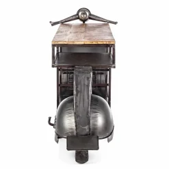 Viadurini Living Konsolentisch Flur-Bar Console aus Mangoholz und Vespa aus Stahl mit modernem Design - Schalotte