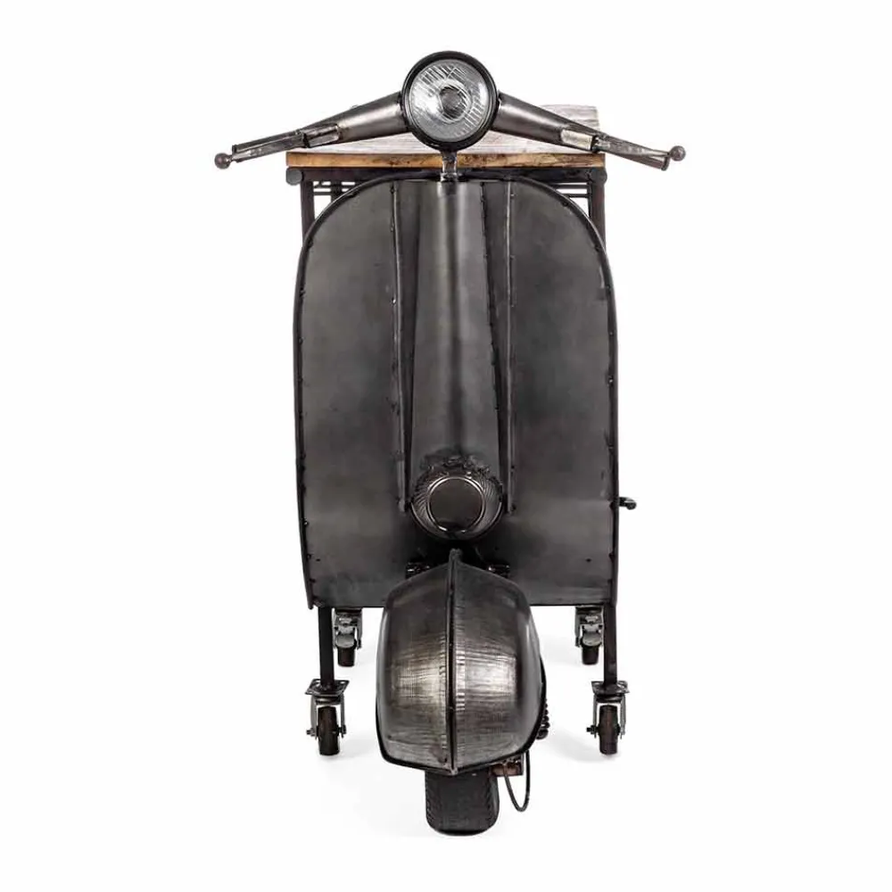 Viadurini Living Konsolentisch Flur-Bar Console aus Mangoholz und Vespa aus Stahl mit modernem Design - Schalotte