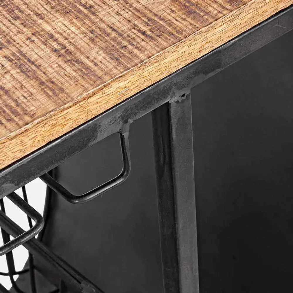 Viadurini Living Konsolentisch Flur-Bar Console aus Mangoholz und Vespa aus Stahl mit modernem Design - Schalotte