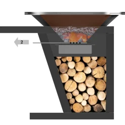Viadurini in the Garden Holzofengrill-Barbecue mit Feuerbetrieb, Kochplatte und Holzhalterung - Giorgione