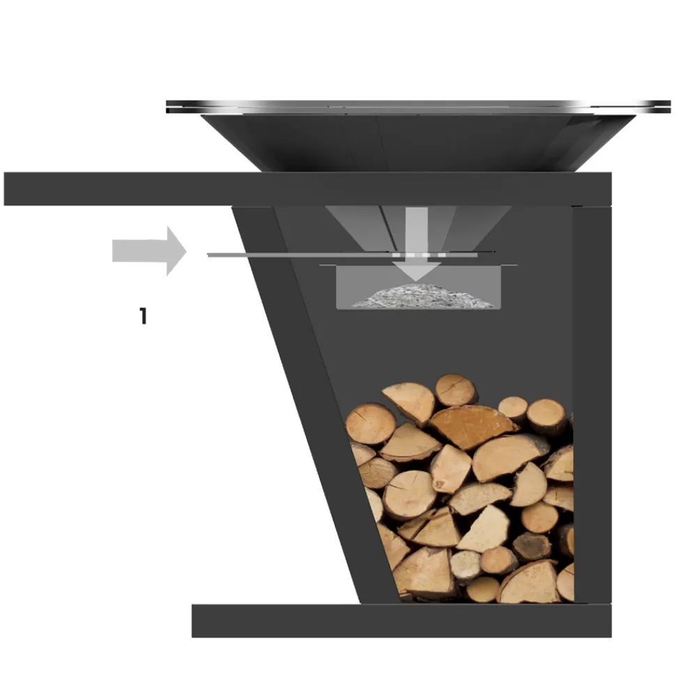 Viadurini in the Garden Holzofengrill-Barbecue mit Feuerbetrieb, Kochplatte und Holzhalterung - Giorgione