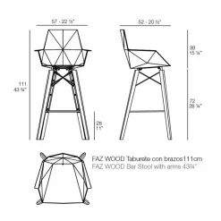 Vondom Barhocker-Barhocker mit Armlehnen aus Holz und Kunststoff Verschiedene Farben - Faz Wood von