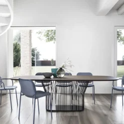 Viadurini Living Esstische-Barrel Esstisch aus Holz und schwarzem Metall Made in Italy - Alfero