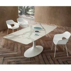 Viadurini Living Esstisch Oval|Esstische-Barrel Esstisch aus Laminam und synthetischem Marmor Made in Italy - Brontolo