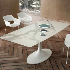 Viadurini Living Esstisch Oval|Esstische-Barrel Esstisch aus Laminam und synthetischem Marmor Made in Italy - Brontolo