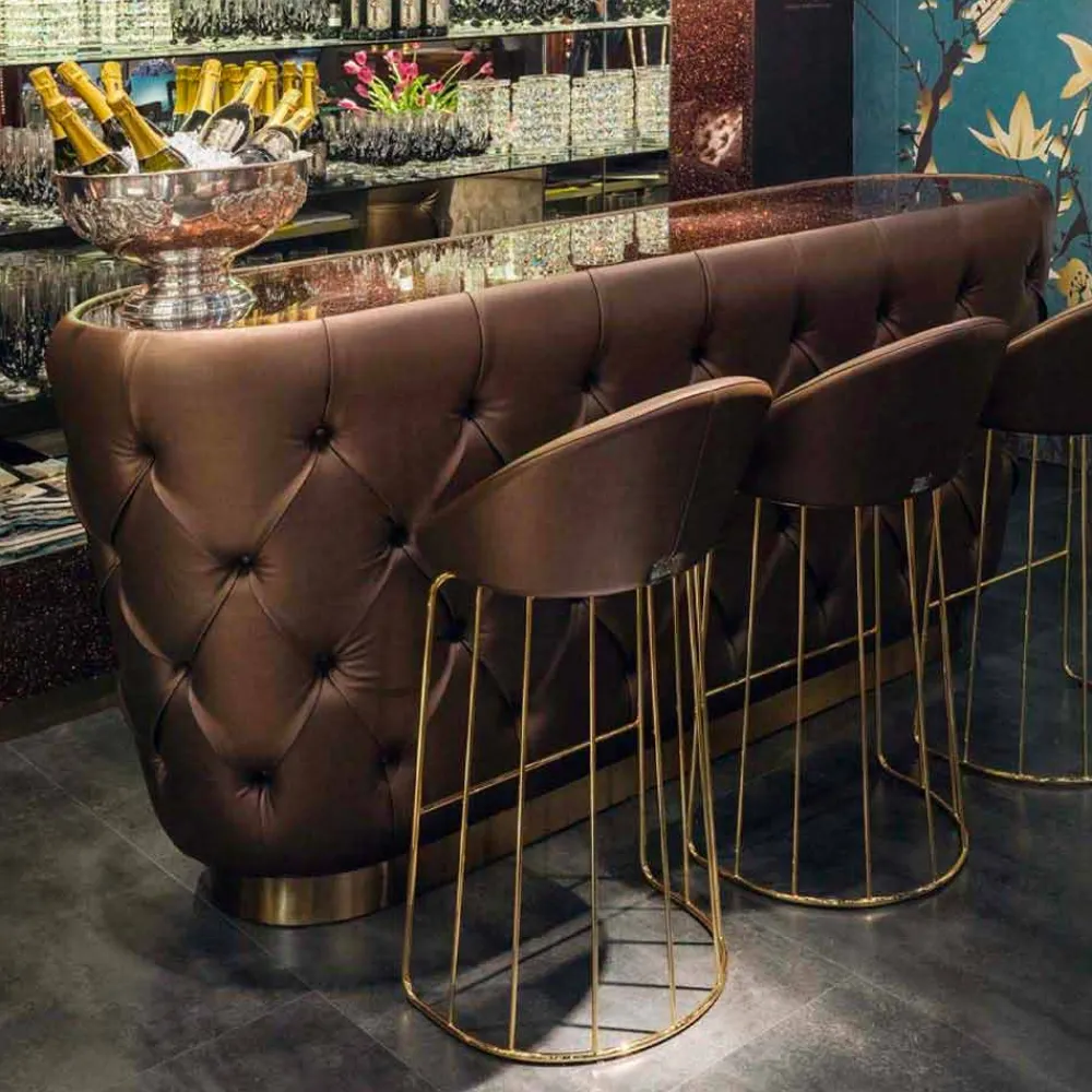 Viadurini Living Bartheke Für Zuhause-Bartheke mit Glitzerglasplatte Made in Italy, Luxus - Kalkutta