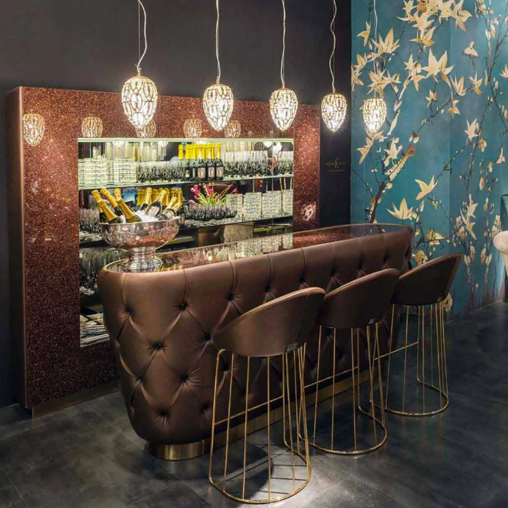 Viadurini Living Bartheke Für Zuhause-Bartheke mit Glitzerglasplatte Made in Italy, Luxus - Kalkutta